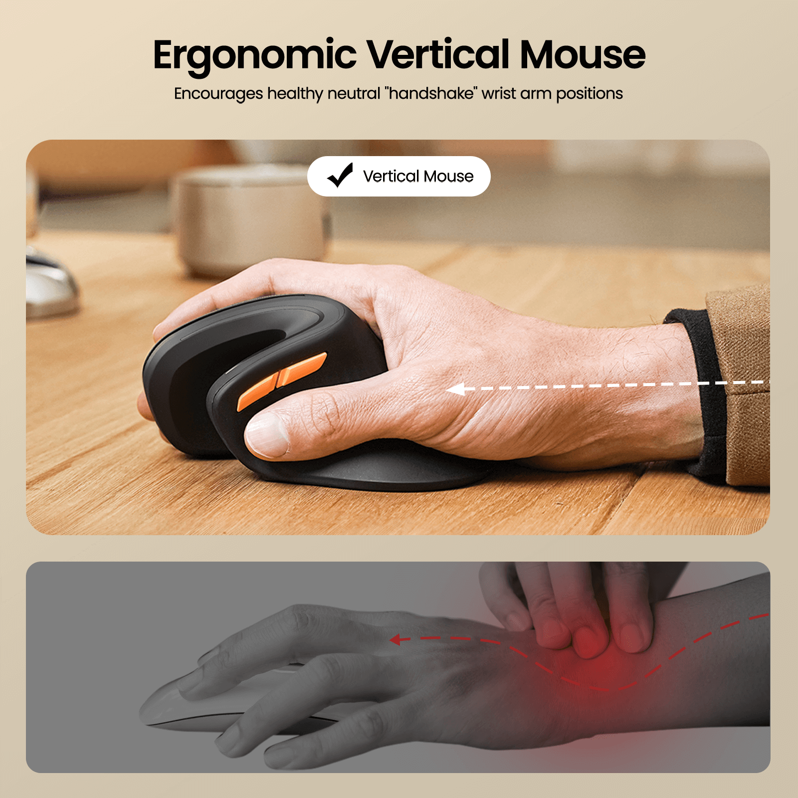 ProtoArc® EM11 NL Wireless Bluetooth Ergonomic Vertical Mouse