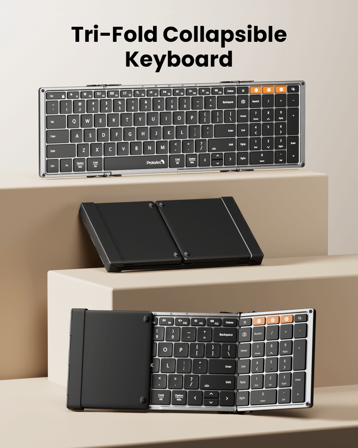 ProtoArc® XK01 Plus Backlit Foldable Bluetooth Portable Keyboard