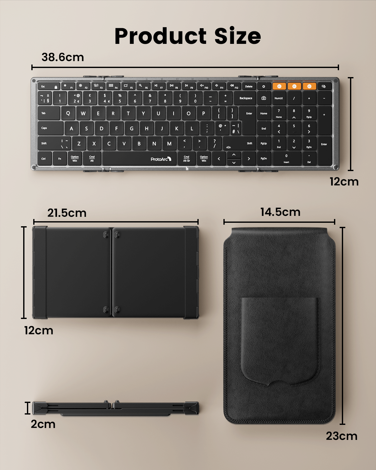 ProtoArc® XK01 Plus Backlit Foldable Bluetooth Portable Keyboard