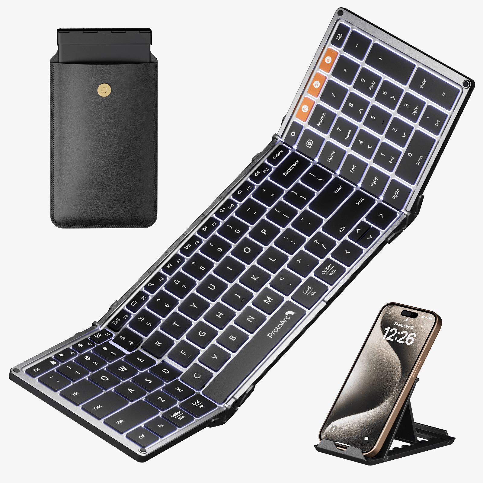 ProtoArc® XK01 Plus Backlit Foldable Bluetooth Portable Keyboard